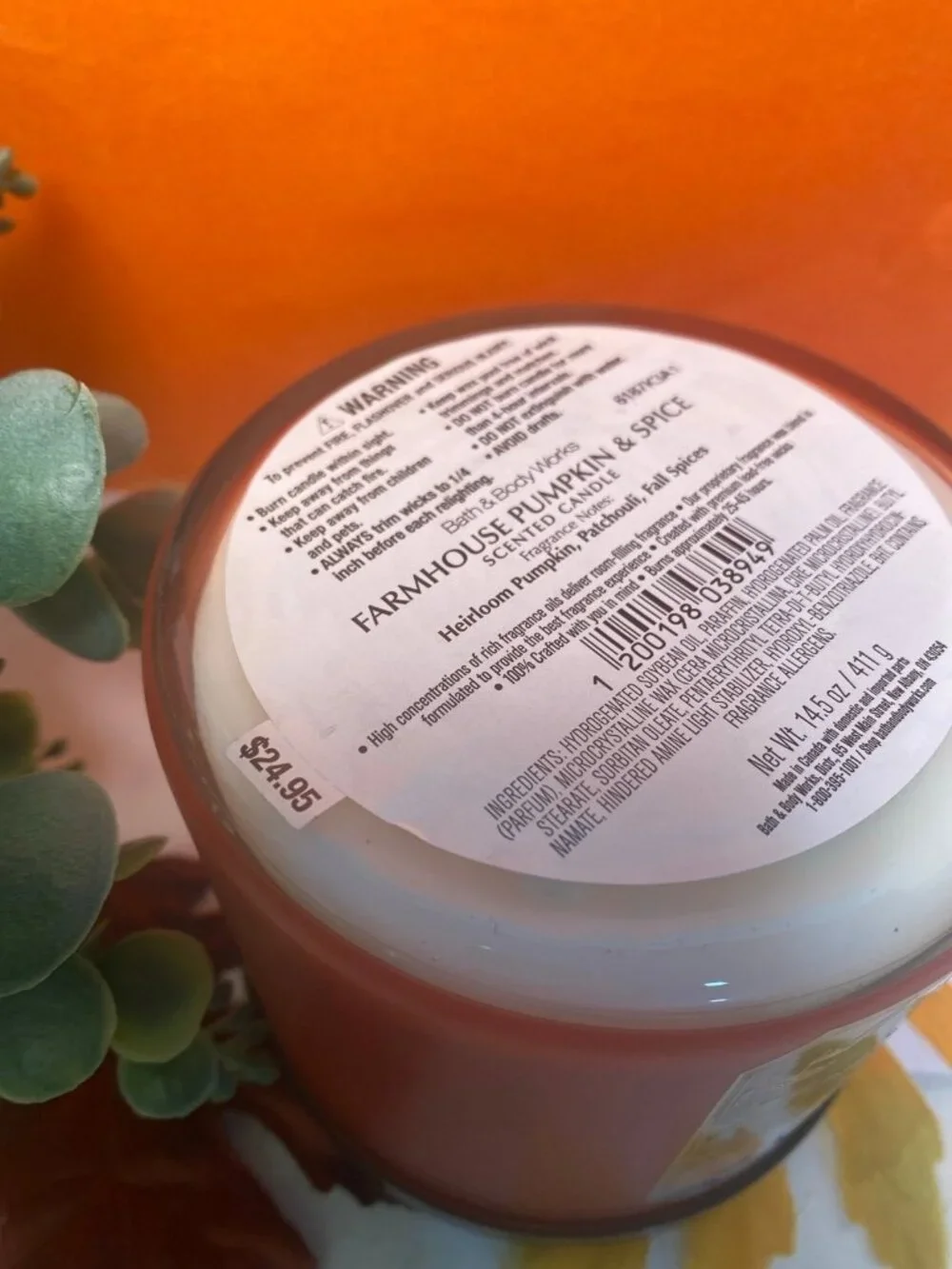 “Farmhouse Pumpkin & Spice” Bath & Body Works New 3 Wick Candle